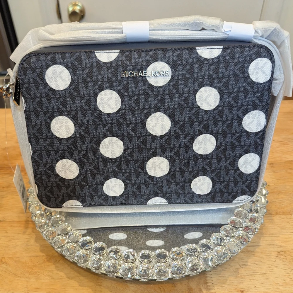 MICHAEL KORS Jet Set Large Polka Dot Signature Logo Crossbody Bag NWT - Picture 5 of 8